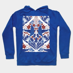 Swallow and flowers |Classic red blue white colors Hoodie